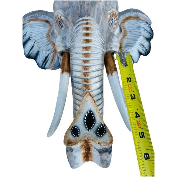 New Hand Carved Wooden Elephant Wall Hanging Costa Rica Jungle Animal Pura Vida - Picture 16 of 16